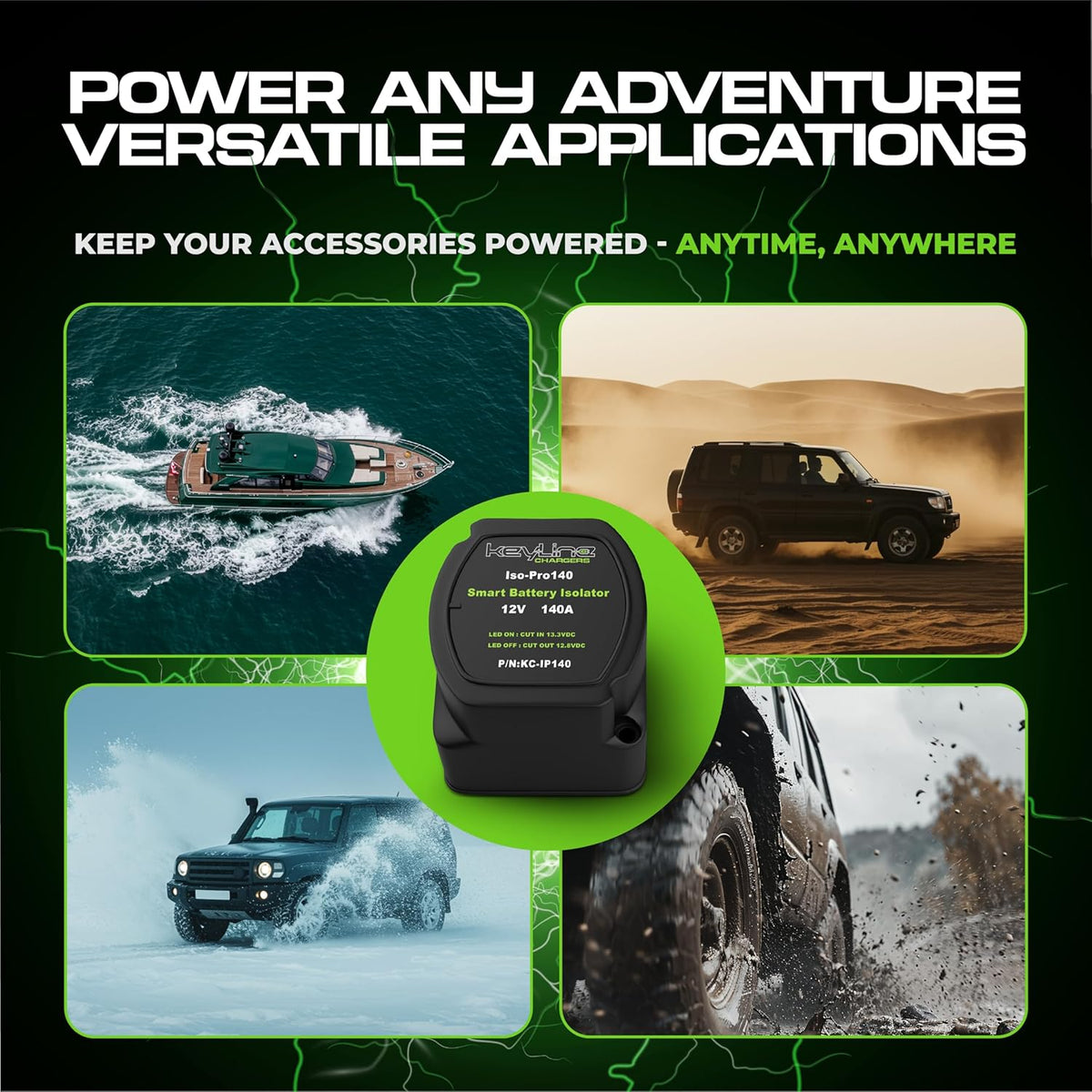 Dual Battery Isolator Kit 12V - 140 Amp Voltage Sensitive Relay (VSR) for Dual Battery Setup